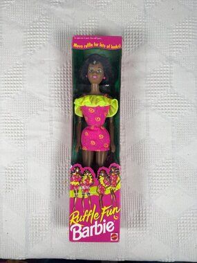 Ruffle Fun Barbie Doll Vintage 1994 By Mattel Pink and Yellow 12434 NIB